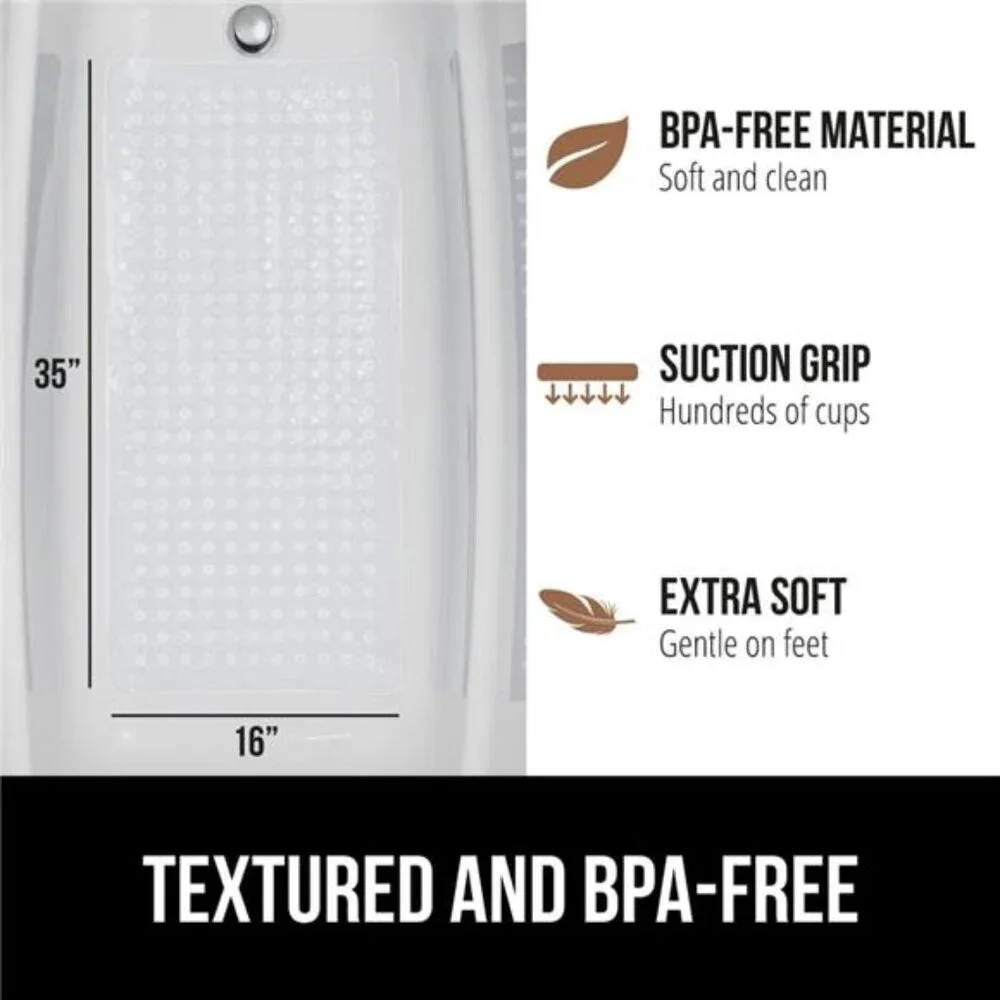 Grip Patented Bath Tub Shower Mat, Machine Washable Bathtub Floor Liner